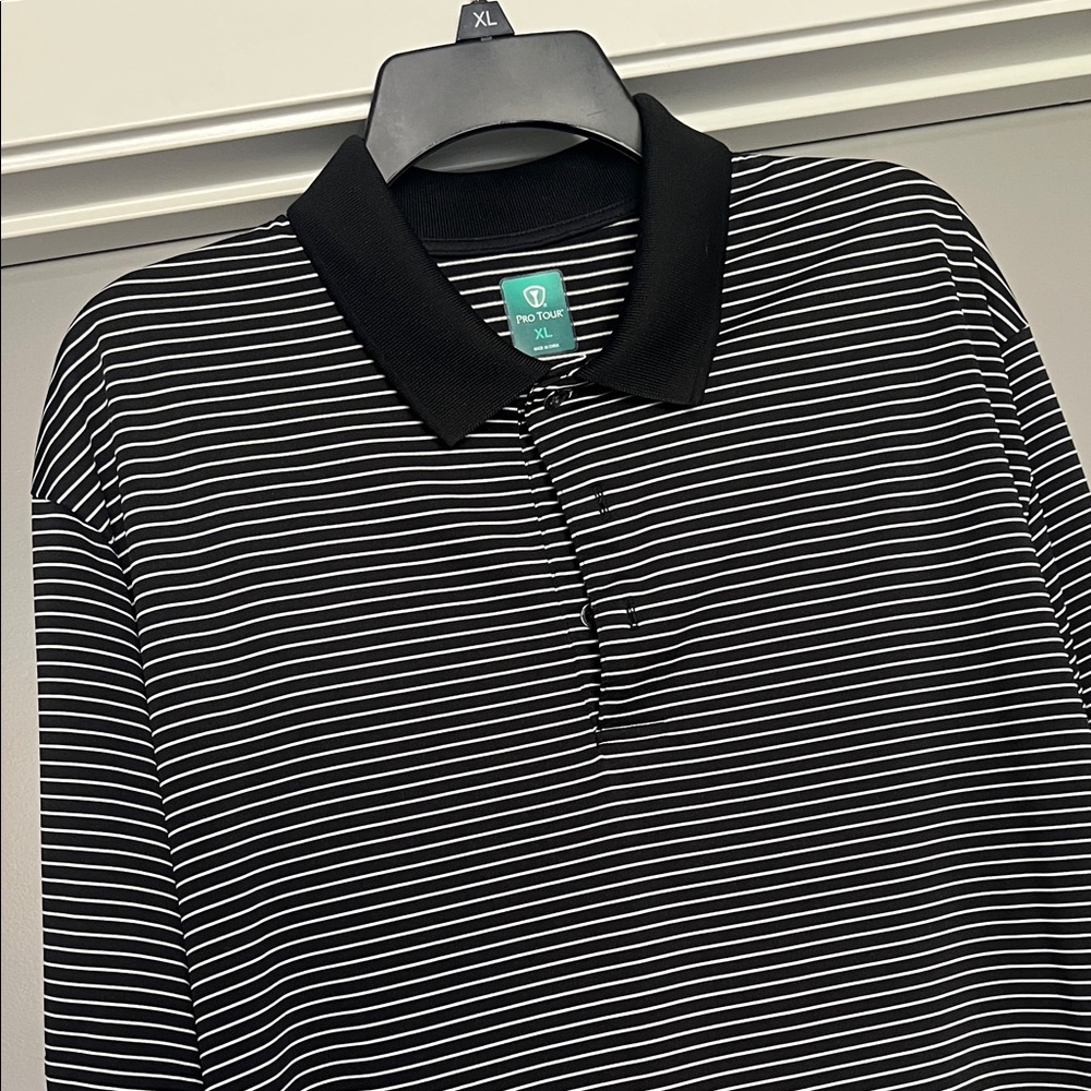 Pro Tour Size XL Black and White Striped Men's Shirt